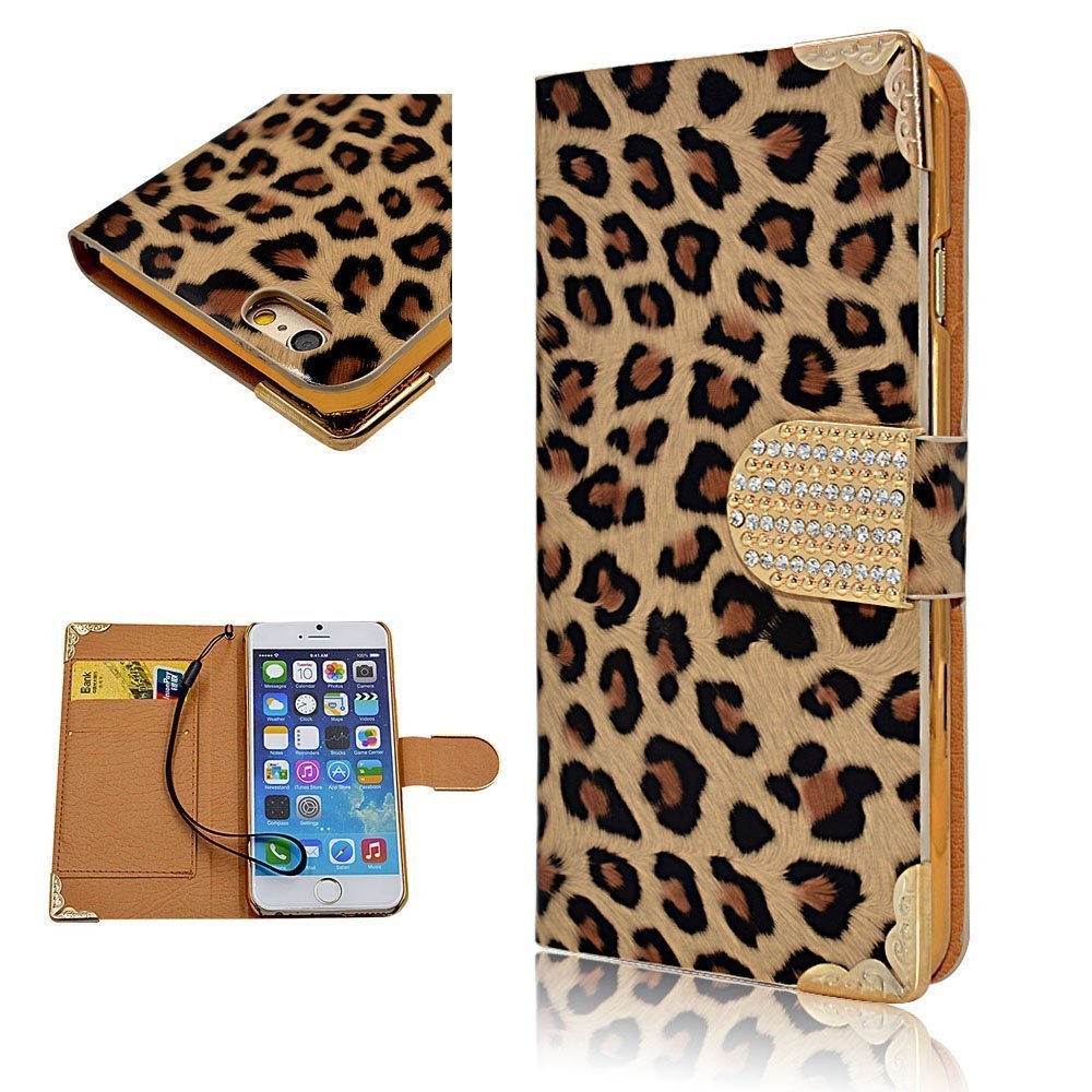 iPhone 5 5S case Leopard Print, Umiko(TM) Leopard Skin Design Wallet Case for iPhone 5 5S Suit for Teen Girls Flip Leather Cover