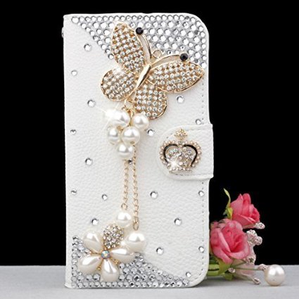 Wendy's Stores(TM) White Luxury 3D Fashion Handmade Bling Crystal Rhinestone